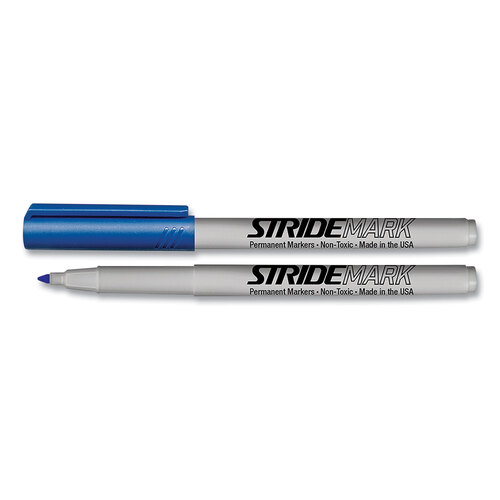 STW27002 - Stride Writing - StrideMark Permanent Marker, Fine Bullet Tip, Blue, 12/Pack