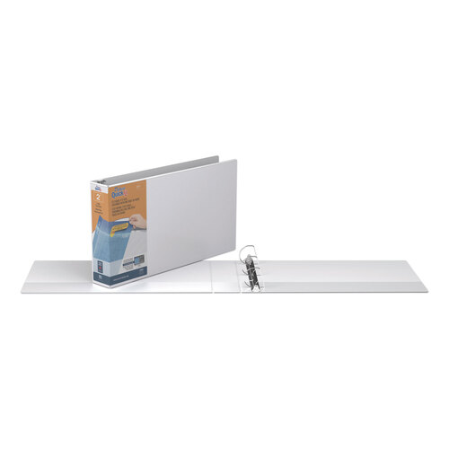STW94030 - Stride Writing - QuickFit Ledger D-Ring View Binder, 3 Rings, 2&quot; Capacity, 11 x 17, White