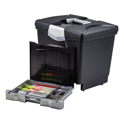 STX61523U01C - Storex - Portable File Box with Drawer, Letter Files, 14&quot; x 11.25&quot; x 14.5&quot;, Black