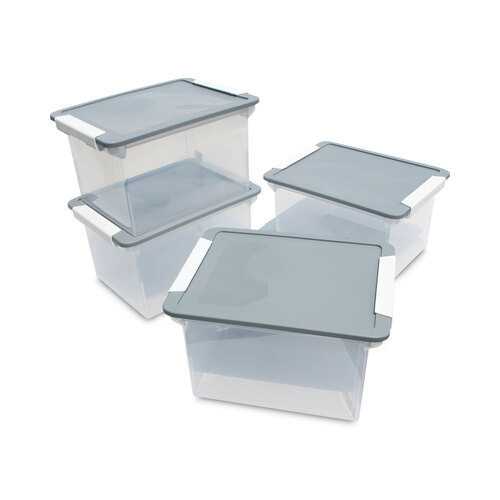 STX61530U01C - Storex - Portable File Tote with Locking Handles, Letter/Legal Files, 18.5&quot; x 14.25&quot; x 10.88&quot;, Clear/Silver