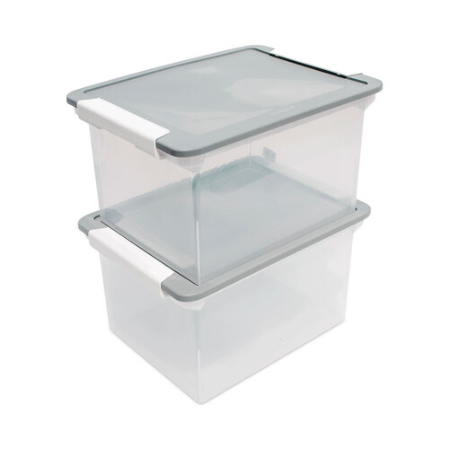 STX61530U01C - Storex - Portable File Tote with Locking Handles, Letter/Legal Files, 18.5&quot; x 14.25&quot; x 10.88&quot;, Clear/Silver