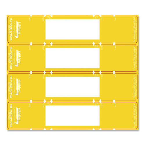TAB68801 - Tabbies - File Pocket Handles, 9.63 x 2, Yellow/White, 4/Sheet, 12 Sheets/Pack