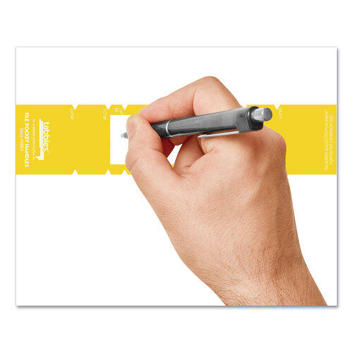 TAB68801 - Tabbies - File Pocket Handles, 9.63 x 2, Yellow/White, 4/Sheet, 12 Sheets/Pack