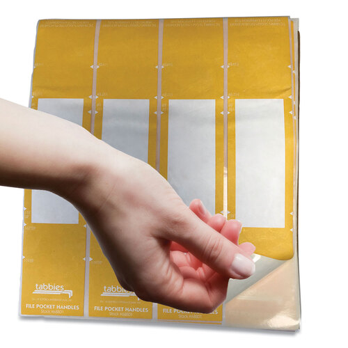TAB68801 - Tabbies - File Pocket Handles, 9.63 x 2, Yellow/White, 4/Sheet, 12 Sheets/Pack