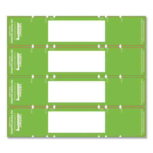 TAB68809 - Tabbies - File Pocket Handles, 9.63 x 2, Green/White, 4/Sheet, 12 Sheets/Pack