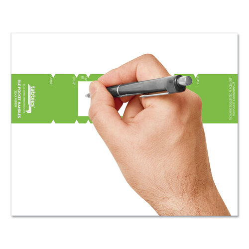 TAB68809 - Tabbies - File Pocket Handles, 9.63 x 2, Green/White, 4/Sheet, 12 Sheets/Pack