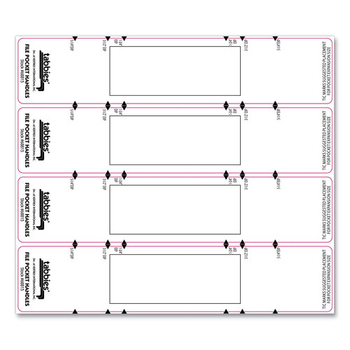 TAB68815 - Tabbies - File Pocket Handles, 9.63 x 2, White, 4/Sheet, 12 Sheets/Pack
