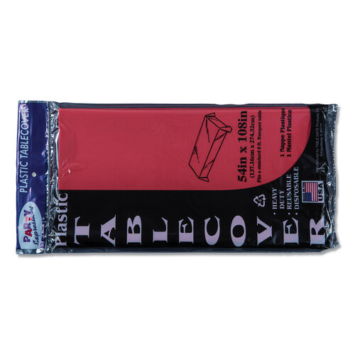 TBL549RD - Tablemate - Table Set Rectangular Table Cover, Heavyweight Plastic, 54&quot; x 108&quot;, Red, 6/Pack