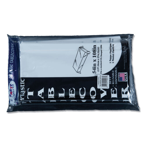 TBL549WH - Tablemate - Table Set Rectangular Table Cover, Heavyweight Plastic, 54&quot; x 108&quot;, White, 6/Pack