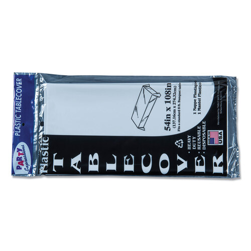 TBL549WH - Tablemate - Table Set Rectangular Table Cover, Heavyweight Plastic, 54&quot; x 108&quot;, White, 6/Pack