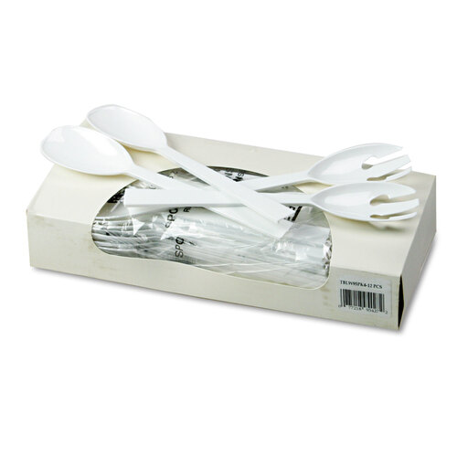 TBLW95PK4 - Tablemate - Table Set Plastic Serving Forks and Spoons, White, 24 Forks, 24 Spoons per Pack