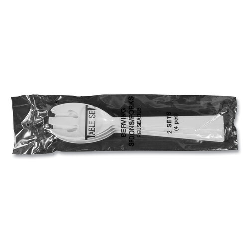 TBLW95PK4 - Tablemate - Table Set Plastic Serving Forks and Spoons, White, 24 Forks, 24 Spoons per Pack