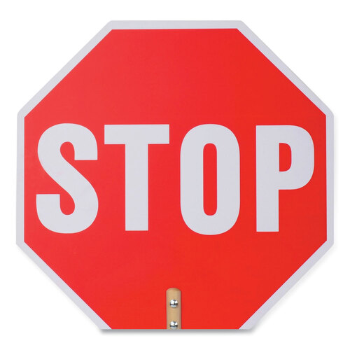 TCO17520 - Tatco - Handheld Stop Sign, 18&quot; Red/White Face, White Graphics