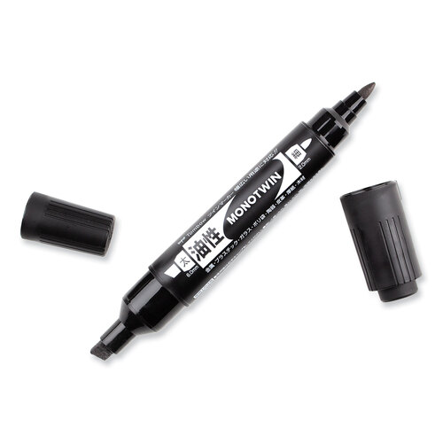 TOM56646 - American Tombow - Mono Twin Bold Permanent Marker, Fine/Broad Tips, Black, 10/Box