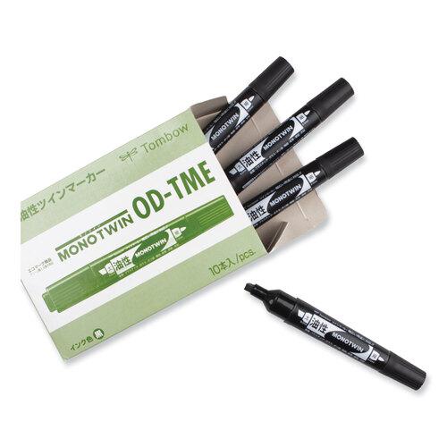 TOM56646 - American Tombow - Mono Twin Bold Permanent Marker, Fine/Broad Tips, Black, 10/Box