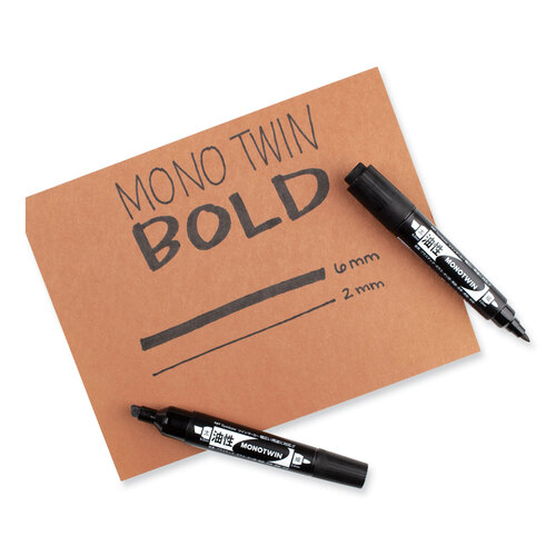 TOM56646 - American Tombow - Mono Twin Bold Permanent Marker, Fine/Broad Tips, Black, 10/Box
