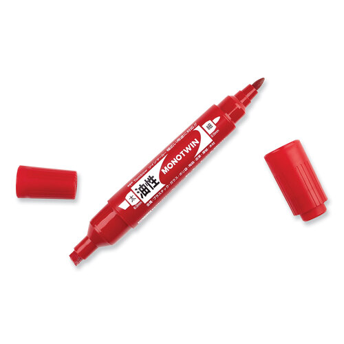 TOM56647 - American Tombow - Mono Twin Bold Permanent Marker, Fine/Broad Tips, Red, 10/Box