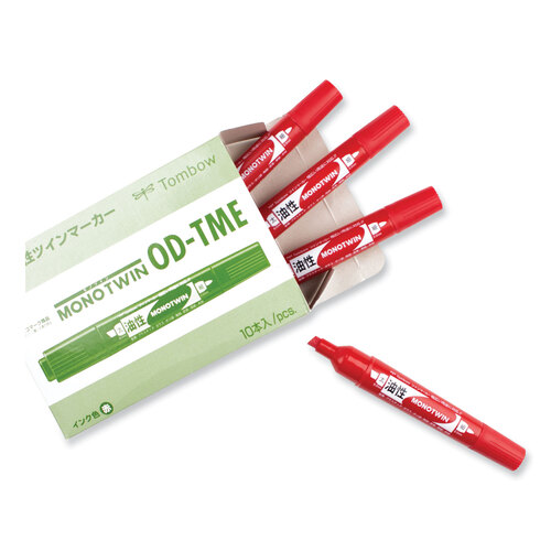 TOM56647 - American Tombow - Mono Twin Bold Permanent Marker, Fine/Broad Tips, Red, 10/Box