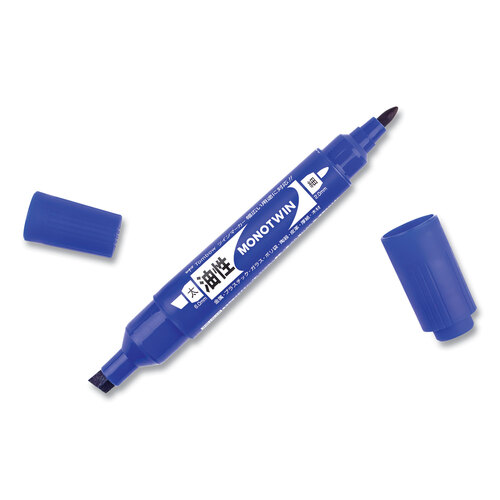 TOM56648 - American Tombow - Mono Twin Bold Permanent Marker, Fine/Broad Tips, Blue, 10/Box