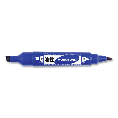 TOM56648 - American Tombow - Mono Twin Bold Permanent Marker, Fine/Broad Tips, Blue, 10/Box