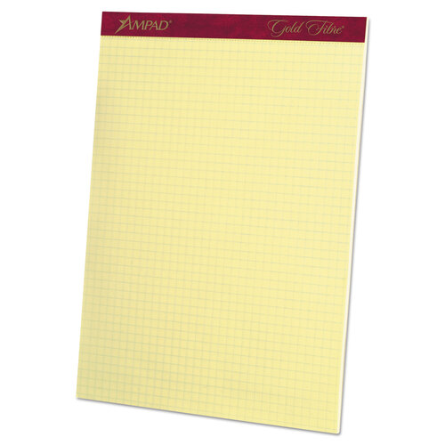 TOP22143 - Ampad - Gold Fibre Canary Quadrille Pads, Stapled with Perforated Sheets, Quadrille Rule (4 sq/in), 50 Canary 8.5 x 11.75 Sheets