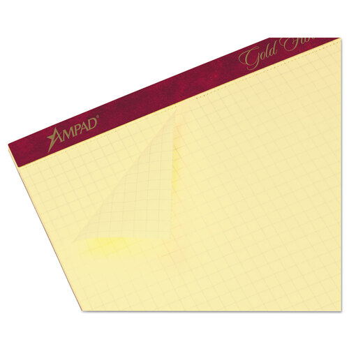TOP22143 - Ampad - Gold Fibre Canary Quadrille Pads, Stapled with Perforated Sheets, Quadrille Rule (4 sq/in), 50 Canary 8.5 x 11.75 Sheets