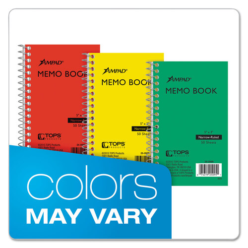 TOP25095 - Ampad - Memo Books, Narrow Rule, Randomly Assorted Covers, 5 x 3, 50 Sheets
