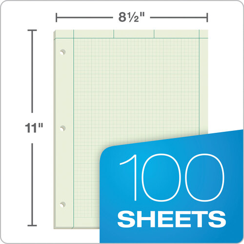 TOP35500 - Tops - Engineering Computation Pads, Cross-Section Quadrille Rule (5 sq/in, 1 sq/in), Green Cover, 100 Green-Tint 8.5 x 11 Sheets