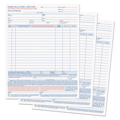 TOP3846 - Tops - Bill of Lading, Three-Part Carbonless, 8.5 x 11, 50 Forms Total