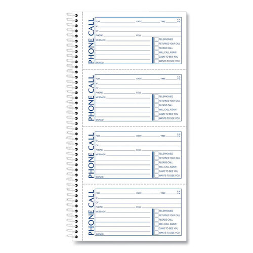 TOP4003 - Tops - Spiralbound Message Book, Two-Part Carbonless, 5 x 2.75, 4 Forms/Sheet, 400 Forms Total