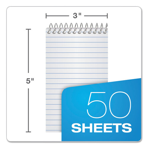 TOP74135 - Tops - Second Nature Wirebound Notepads, Narrow Rule, Randomly Assorted Cover Colors, 50 White 3 x 5 Sheets