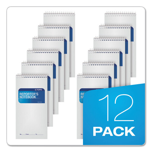TOP8030 - Tops - Reporter&rsquo;s Notepad, Wide/Legal Rule, White Cover, 70 White 4 x 8 Sheets, 12/Pack