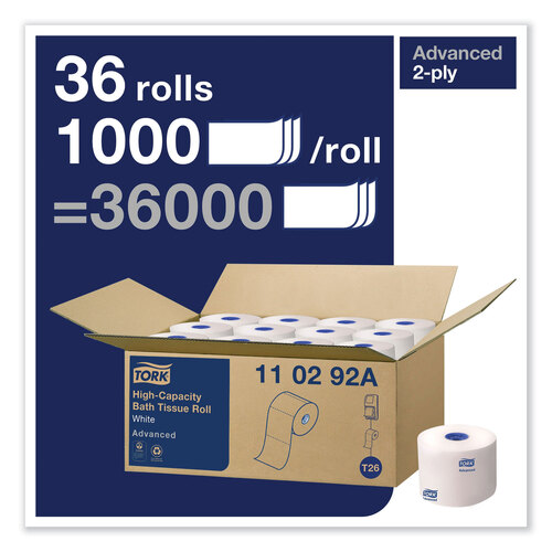 TRK110292A - Essity - Advanced High Capacity Bath Tissue, Septic Safe, 2-Ply, White, 1,000 Sheets/Roll, 36/Carton