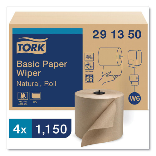 TRK291350 - Essity - Basic Paper Wiper Roll Towel, 7.68&quot; x 1,150 ft, Natural, 4 Rolls/Carton