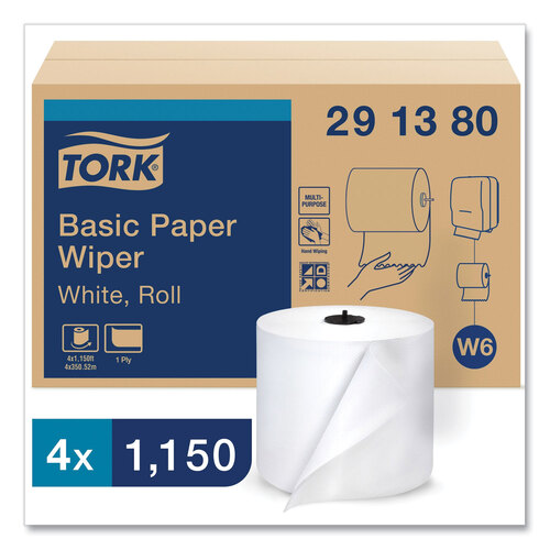 TRK291380 - Essity - Paper Wiper Roll Towel, 7.68&quot; x 1,150 ft, White, 4 Rolls/Carton