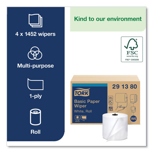 TRK291380 - Essity - Paper Wiper Roll Towel, 7.68&quot; x 1,150 ft, White, 4 Rolls/Carton
