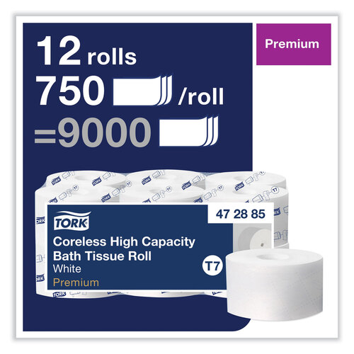 TRK472885 - Essity - Coreless High Capacity Bath Tissue, 2-Ply, White, 750 Sheets/Roll, White, 12/Carton