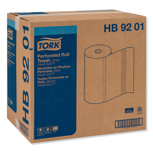 TRKHB9201 - Essity - Tork&reg; HB9201 Handi-Size Perforated Paper Roll Towel, 2-Ply, 11" W x 6.75" L, White, (Carton of 30 Rolls, 120 per Roll, 3,600 Towels)