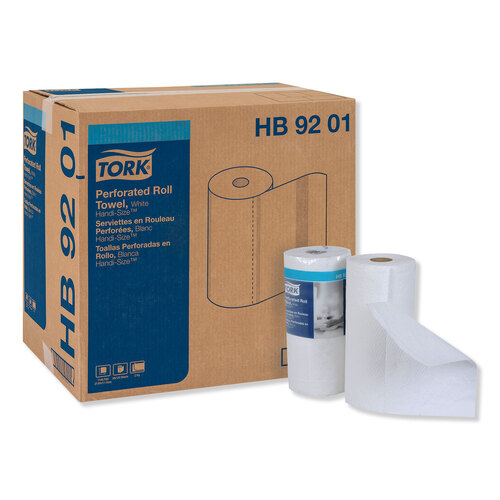 TRKHB9201 - Essity - Tork&reg; HB9201 Handi-Size Perforated Paper Roll Towel, 2-Ply, 11" W x 6.75" L, White, (Carton of 30 Rolls, 120 per Roll, 3,600 Towels)