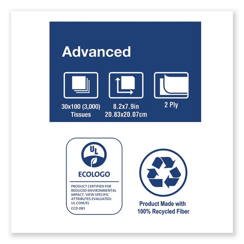 TRKTF6810 - Essity - Tork&reg; Advanced TF6810 Facial Tissue, Flat Box, 2-Ply, 8.2" W x 7.9" L, White (Carton of 30 Boxes, 100 per Box, 3,000 Sheets)