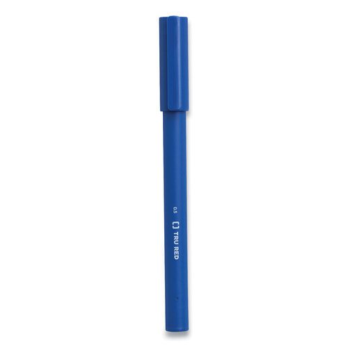 Tru Red Quick Dry Stick Gel Pen, Fine 0.5 mm, Blue Ink/Barrel, 5/Pack