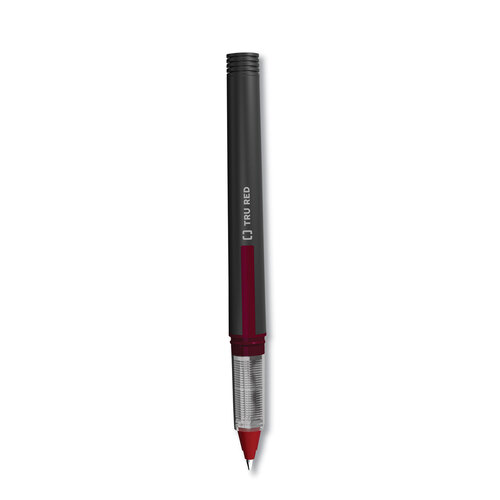 Roller Ball Pen, Stick, Fine 0.5 mm, Red Ink, Black/Red/Clear Barrel, Dozen Roller Ball Pen, Stick, Fine 0.5 mm, Red Ink, Black/Red/Clear Barrel, Dozen