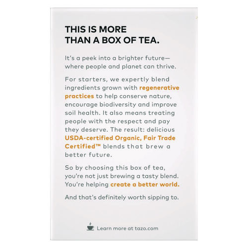 Tea Bags, Organic Chai, 16/Box, 6 Boxes/Carton Tea Bags, Organic Chai, 16/Box, 6 Boxes/Carton