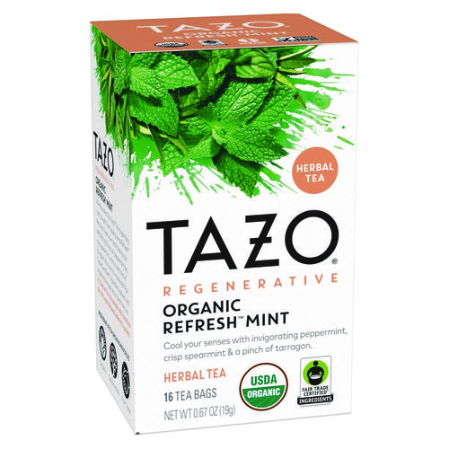 Tea Bags, Organic Refresh Mint, 16/Box, 6 Boxes/Carton Tea Bags, Organic Refresh Mint, 16/Box, 6 Boxes/Carton