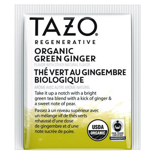 Tea Bags, Organic Green Ginger, 16/Box, 6 Boxes/Carton