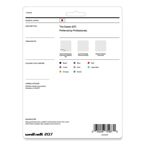 UBC1739929 - Uni-Ball - Signo 207 Gel Pen, Retractable, Medium 0.7 mm, Assorted Ink and Barrel Colors, 8/Pack