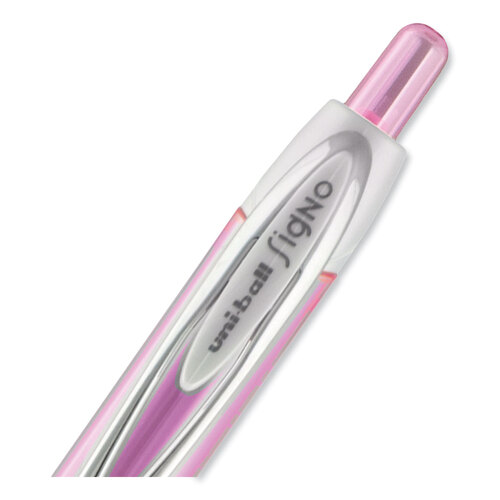 UBC1745148 - Uni-Ball - Signo 207 Gel Pen, Retractable, Medium 0.7 mm, Black Ink, Pink Barrel, 2/Pack
