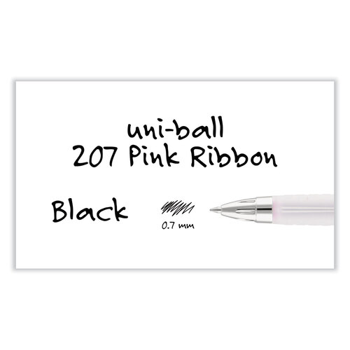 UBC1745148 - Uni-Ball - Signo 207 Gel Pen, Retractable, Medium 0.7 mm, Black Ink, Pink Barrel, 2/Pack