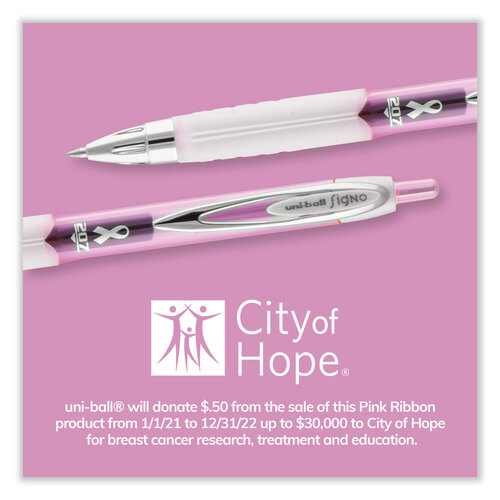 UBC1745148 - Uni-Ball - Signo 207 Gel Pen, Retractable, Medium 0.7 mm, Black Ink, Pink Barrel, 2/Pack