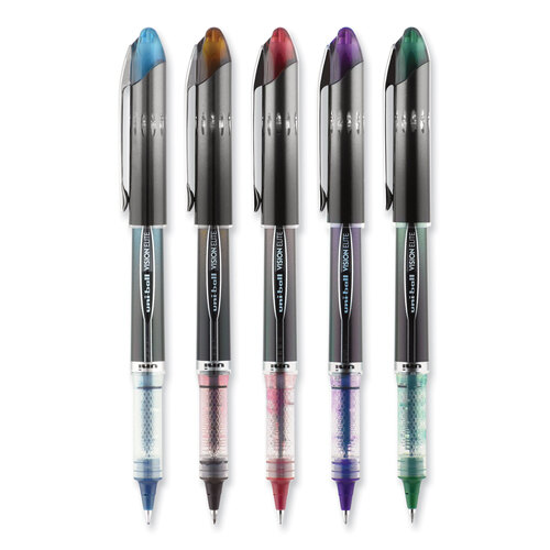 UBC1832410 - Uni-Ball - VISION ELITE BLX Series Roller Ball Pen, Stick, Micro 0.5 mm, Assorted Ink and Barrel Colors, 5/Pack